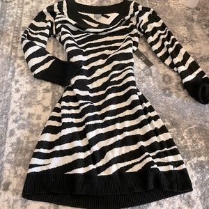 (Sold on Mercari) NWT Soho Street New York & Company zebra print sweater dress